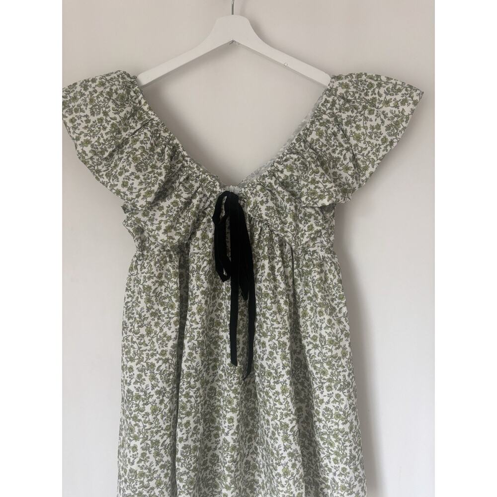Bohemian Dress Medium Short Mini Ruffled Sleeves Babydoll Floral Boho - Picture 2 of 13